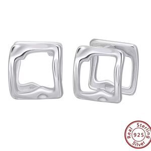 ENA 925 Sterling Silver Cube Shaped Cuff Earrings
